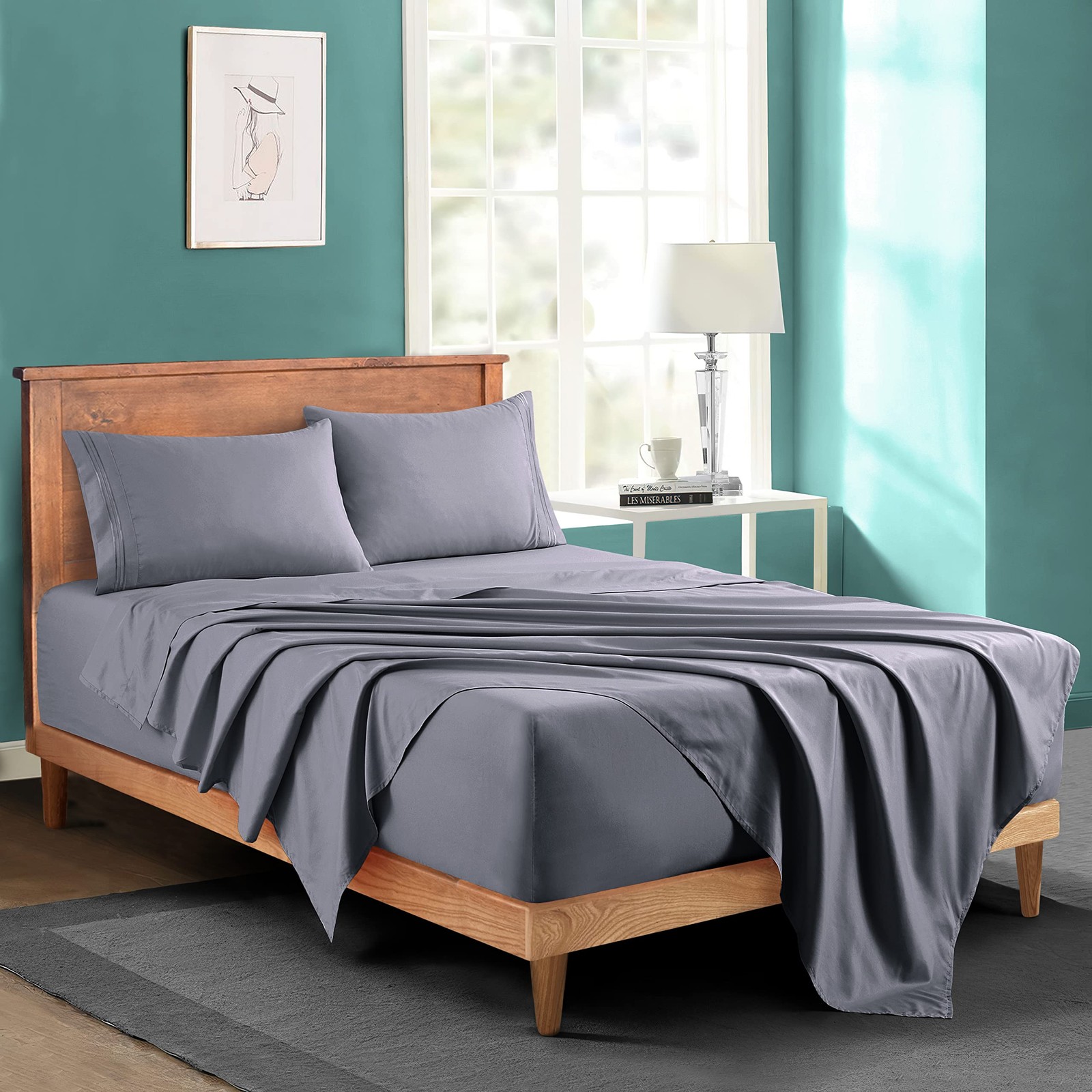 Manyshofu Extra Deep Pocket Full Size Sheets – 24 Inch EXTRA DEEP, Grey