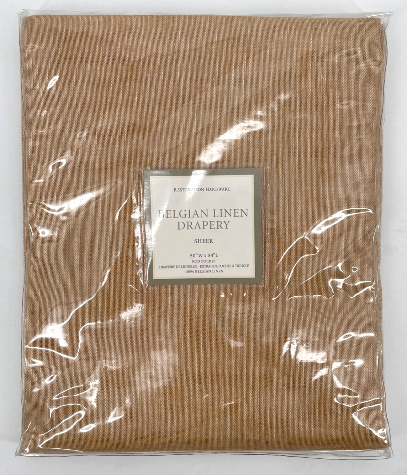 Restoration Hardware 100% Belgian Linen 50×84 Drape sheer Rod Pckt curtain Maize