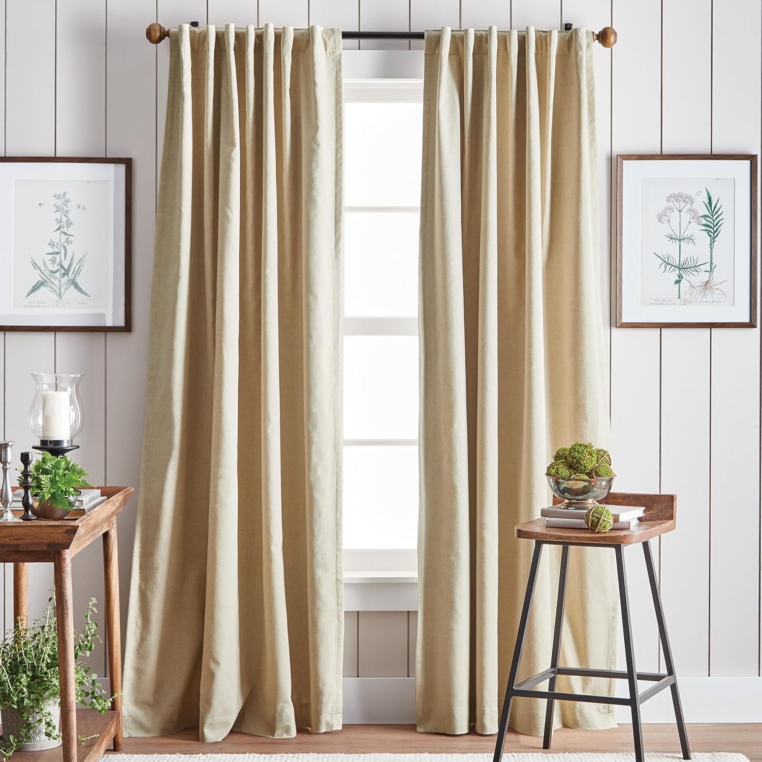Lido Linen Blackout Foam Lined Rod Pocket/Back Tab Window Curtain Panel Pair,