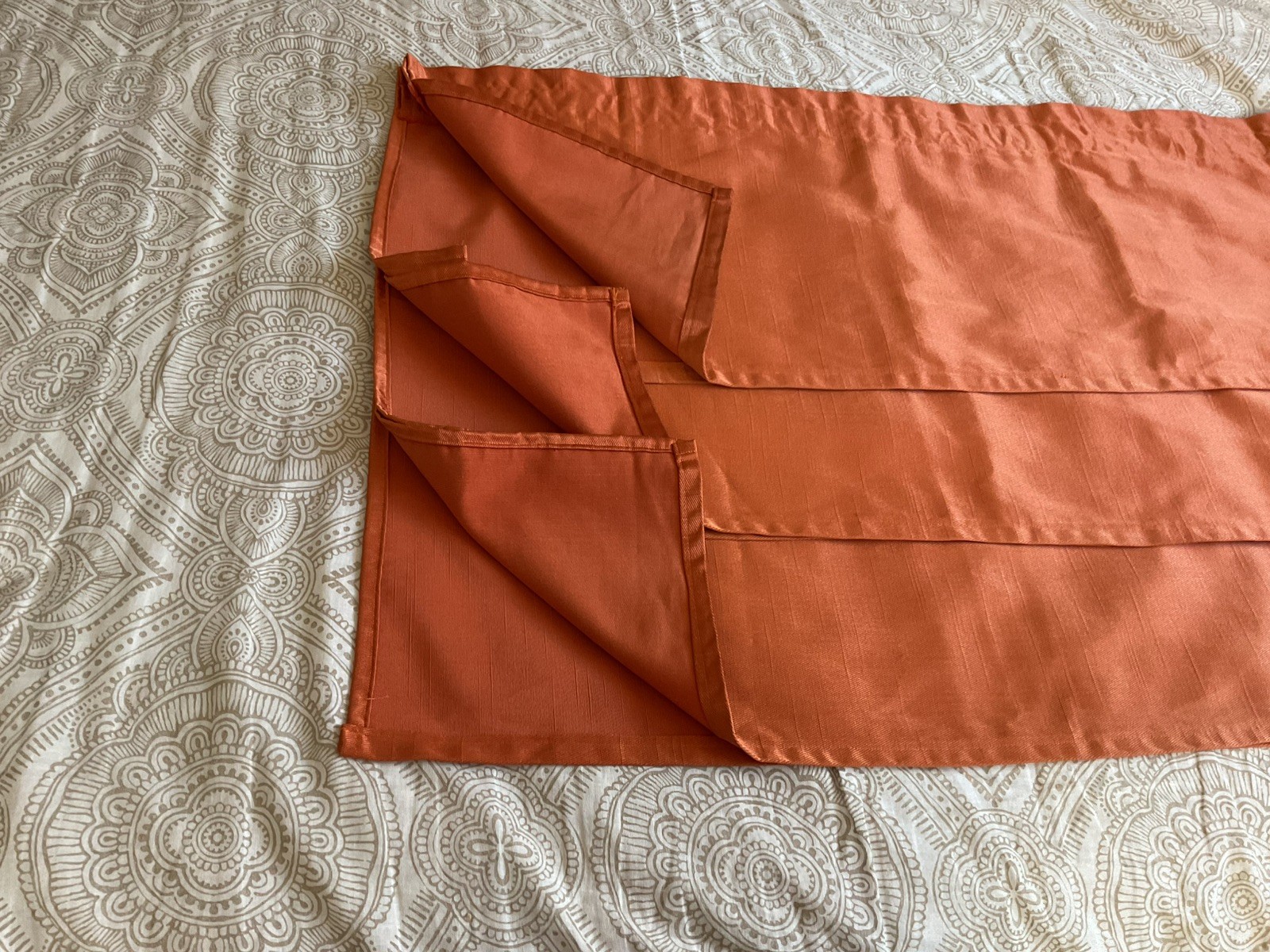 3 Orange (Brick color) Valance Window Curtain Topper 14” W x 70”L