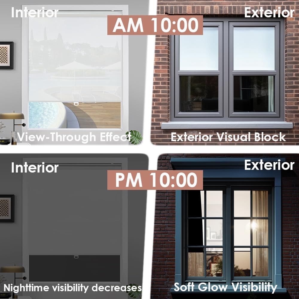 Cordless Roller Shades for Windows,Light Filtering Pull Down Blinds,Solar Scr…
