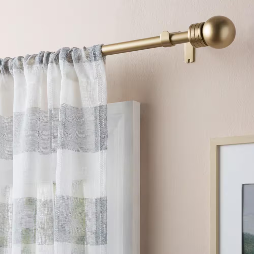 Modern Sphere 66 In. X 120 In. Matte Gold Single Curtain Rod