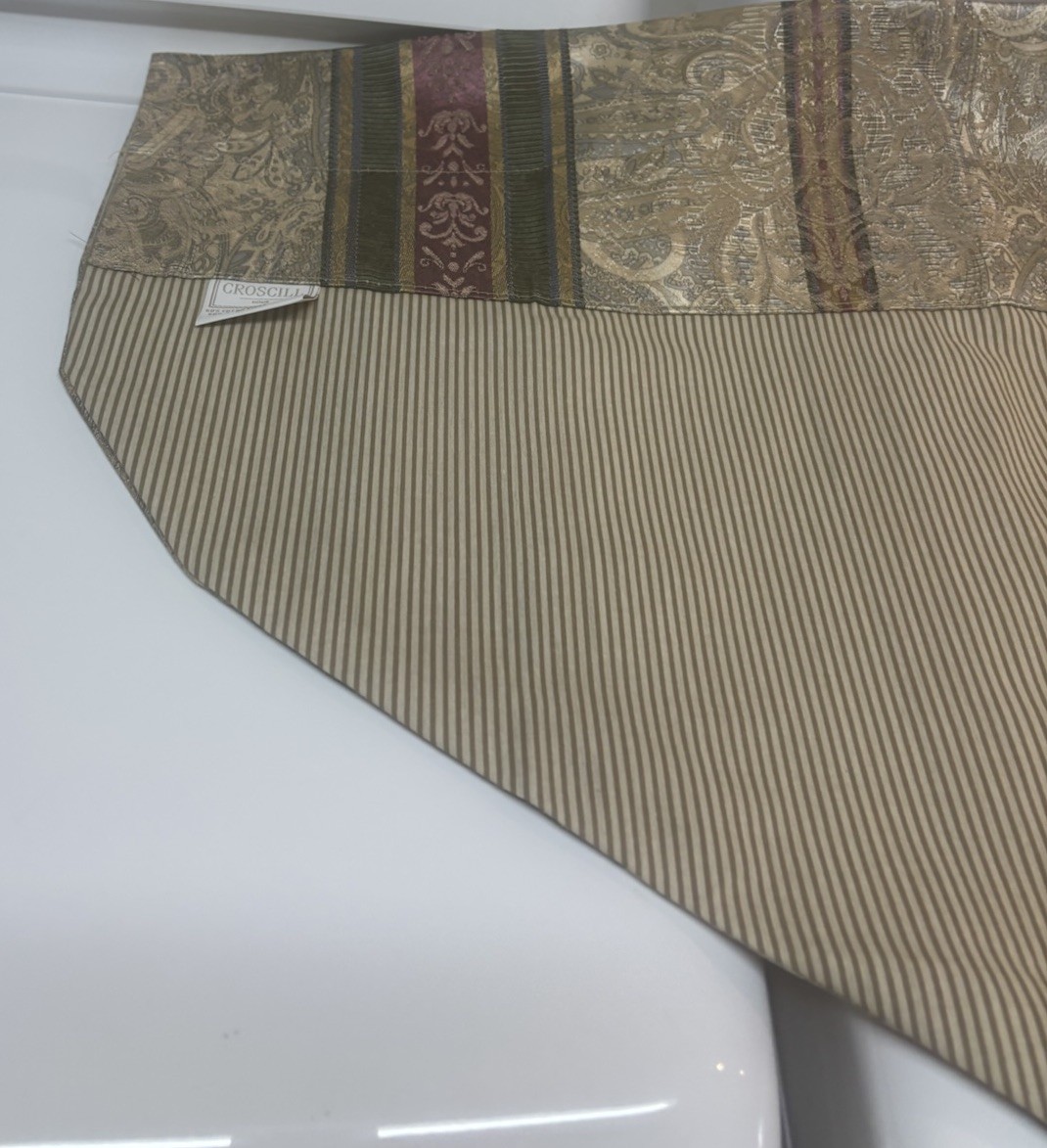 Set of 2 Croscill Dover Manor Dunhill Stripe Demask Ascot Valance Tassel 40×25
