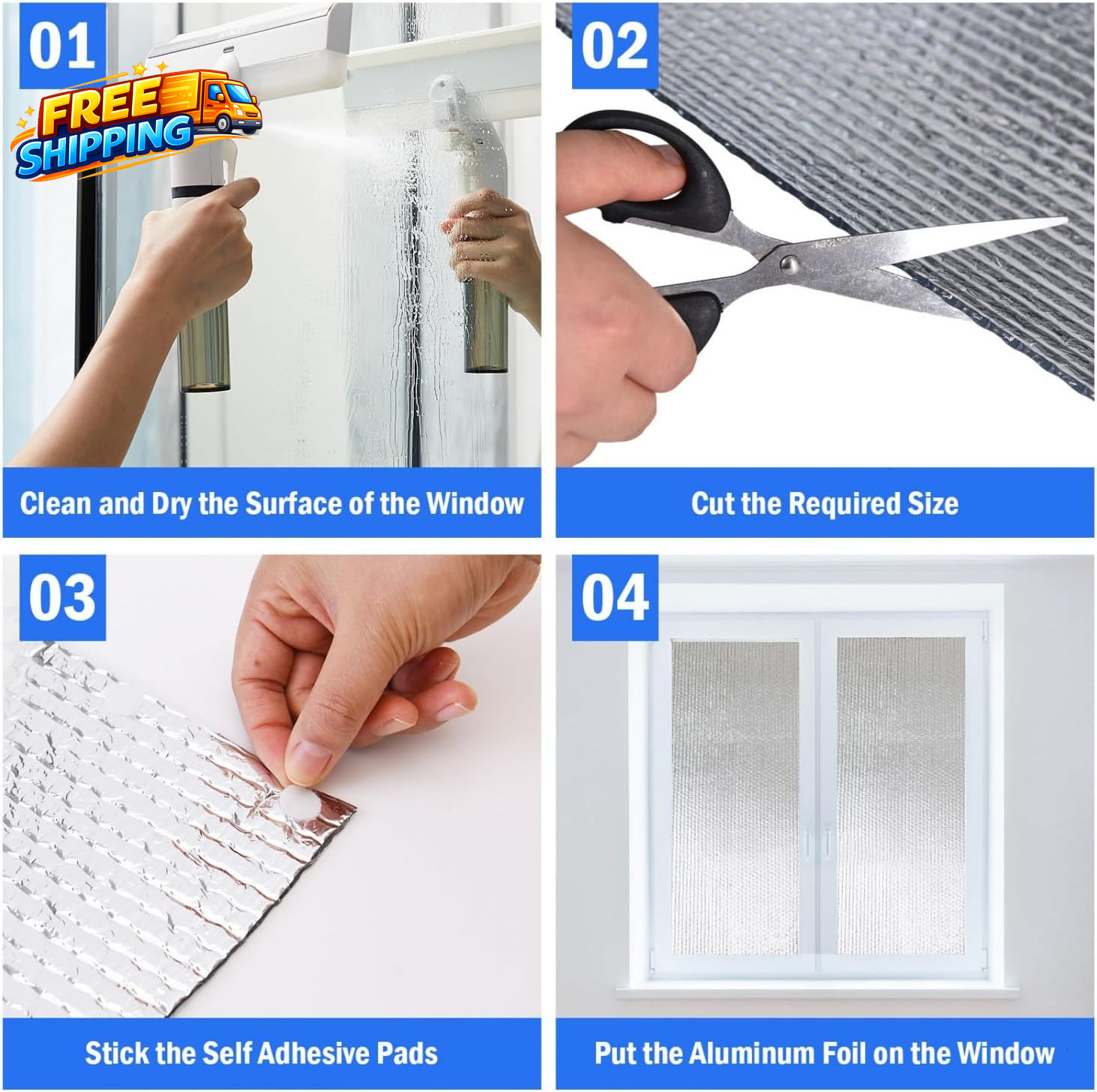 Double Reflective Insulation 48 in X 10 FT RV Window Insulation for Summer Heat