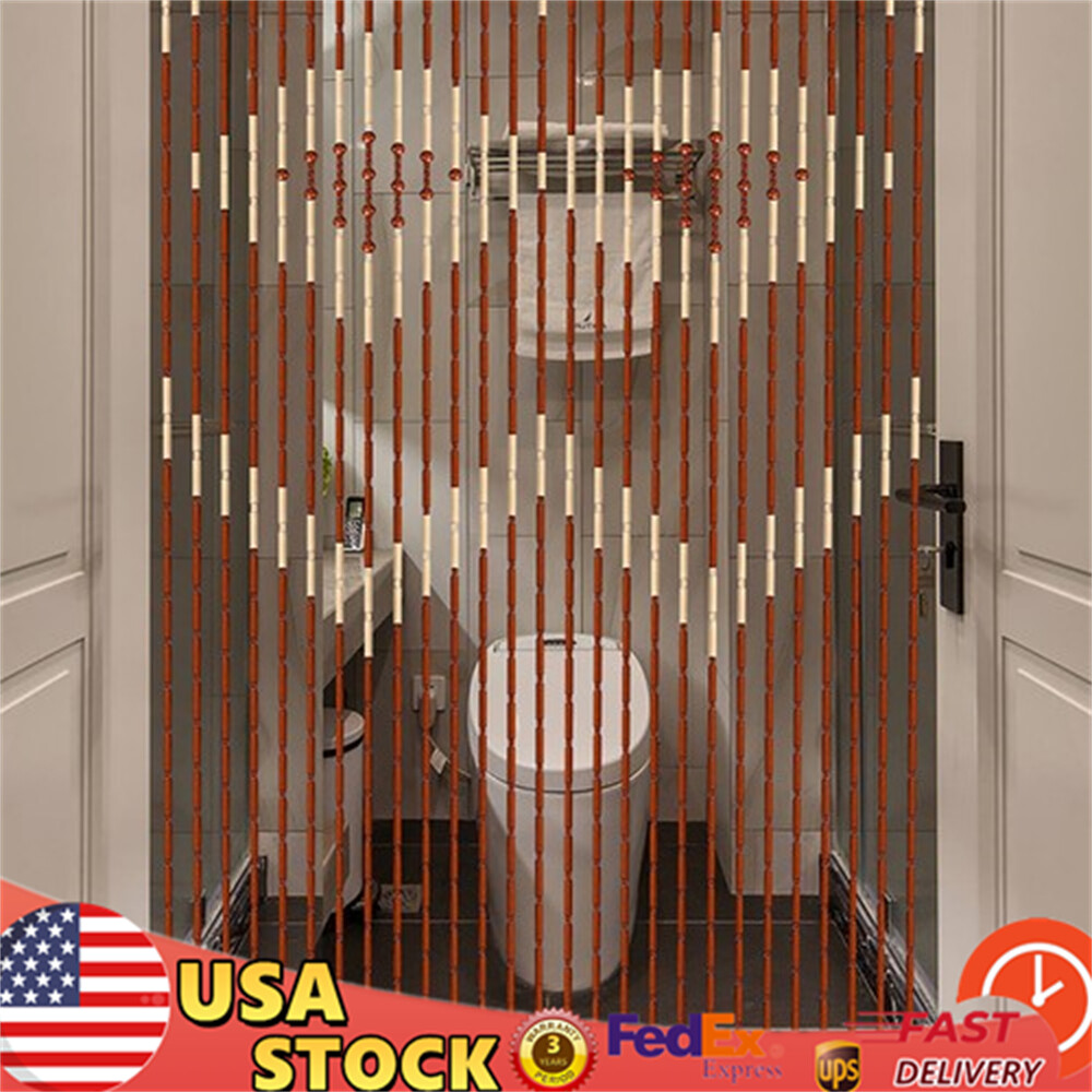 Wooden Bead Curtain Handcrafted Fly Screen String Door Room Window Porch Divider