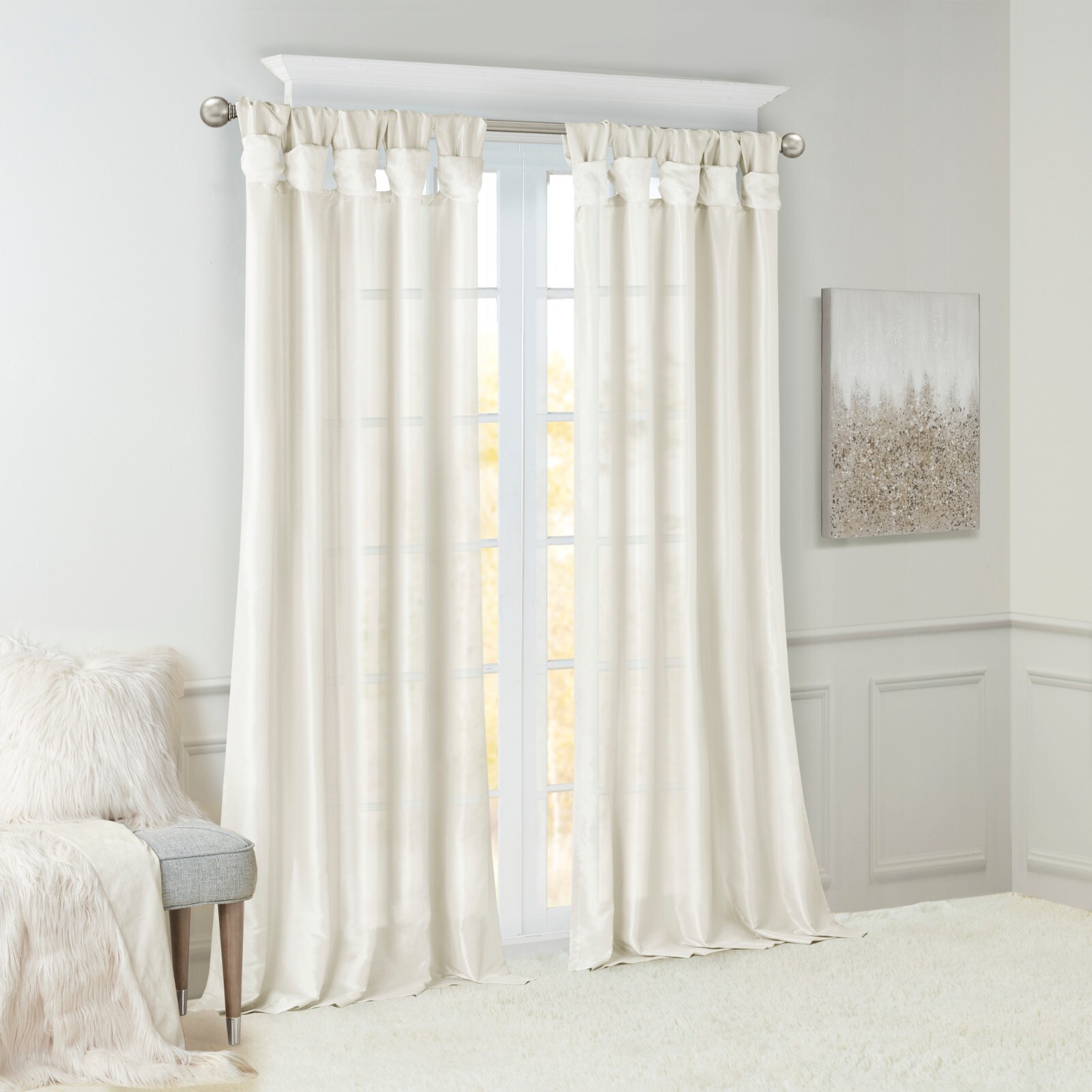 Madison Park Emilia Twist Tab Lined Window Curtain Panel 50×108 50×84 50×95