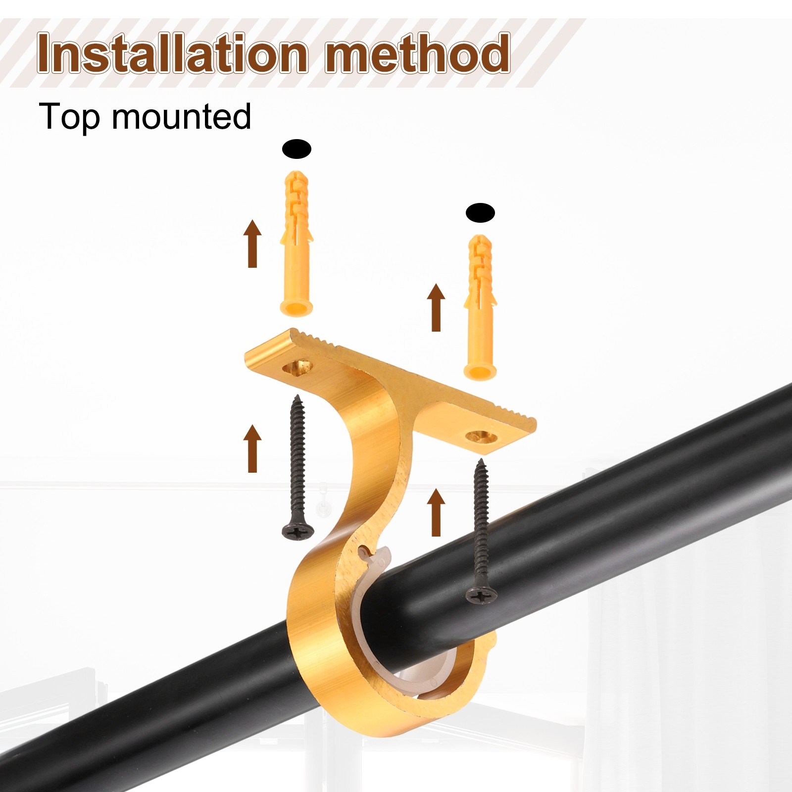 8Pcs Ceiling Curtain Rod Holder Single Drapery Bracket for 1″ Rod White