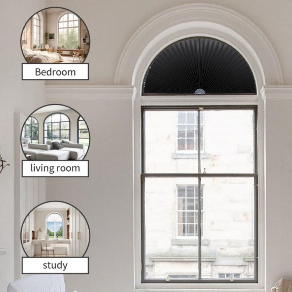 Arch Window Shade Radius 18 inch Half Circle Arched Non-Woven Stick on Cut to…