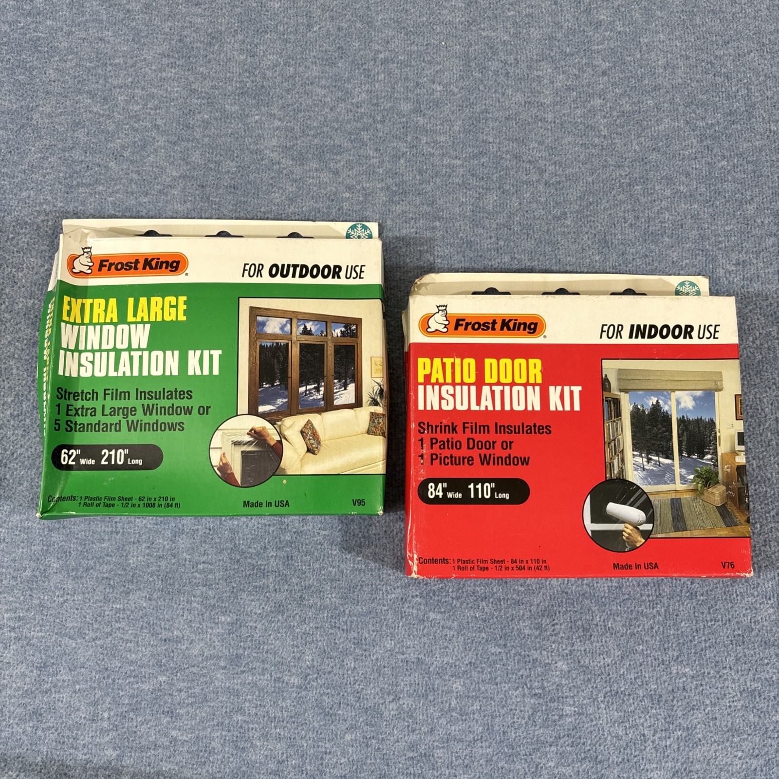 2 PACK Frost King Window Insulation Indoor Kits PATIO DOOR & EXTRA LARGE WINDOW
