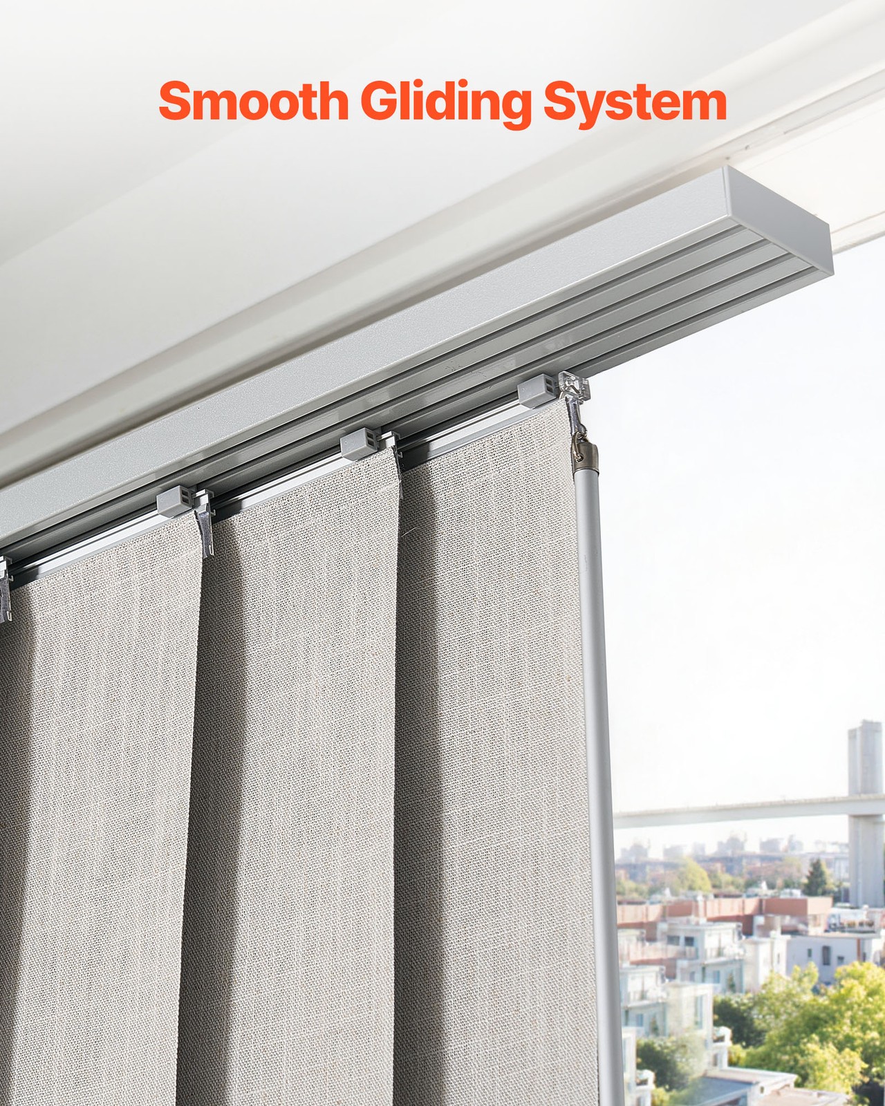 VEVOR Panel Track Blinds Extendable Track from 45.8 in to 86 in W Trimmable