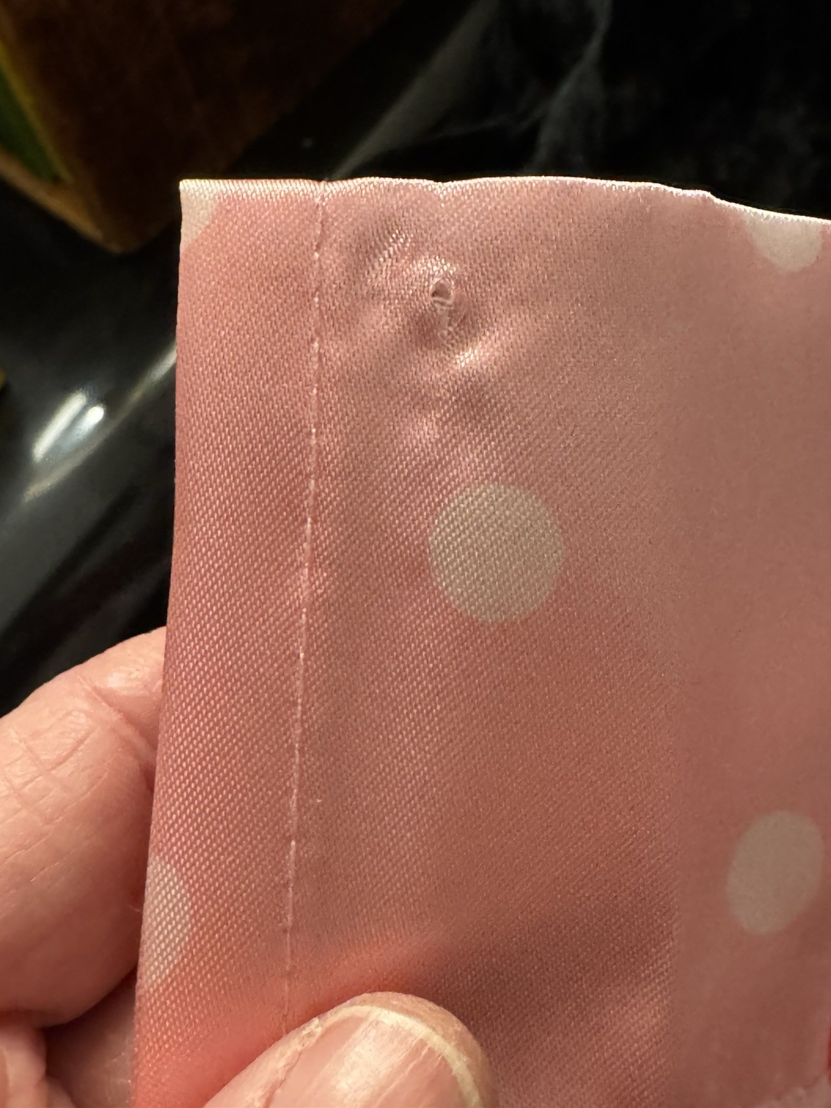 Hello Kitty Curtain Valence Pink Polka Dot Flower Satin 50 in x 17 in
