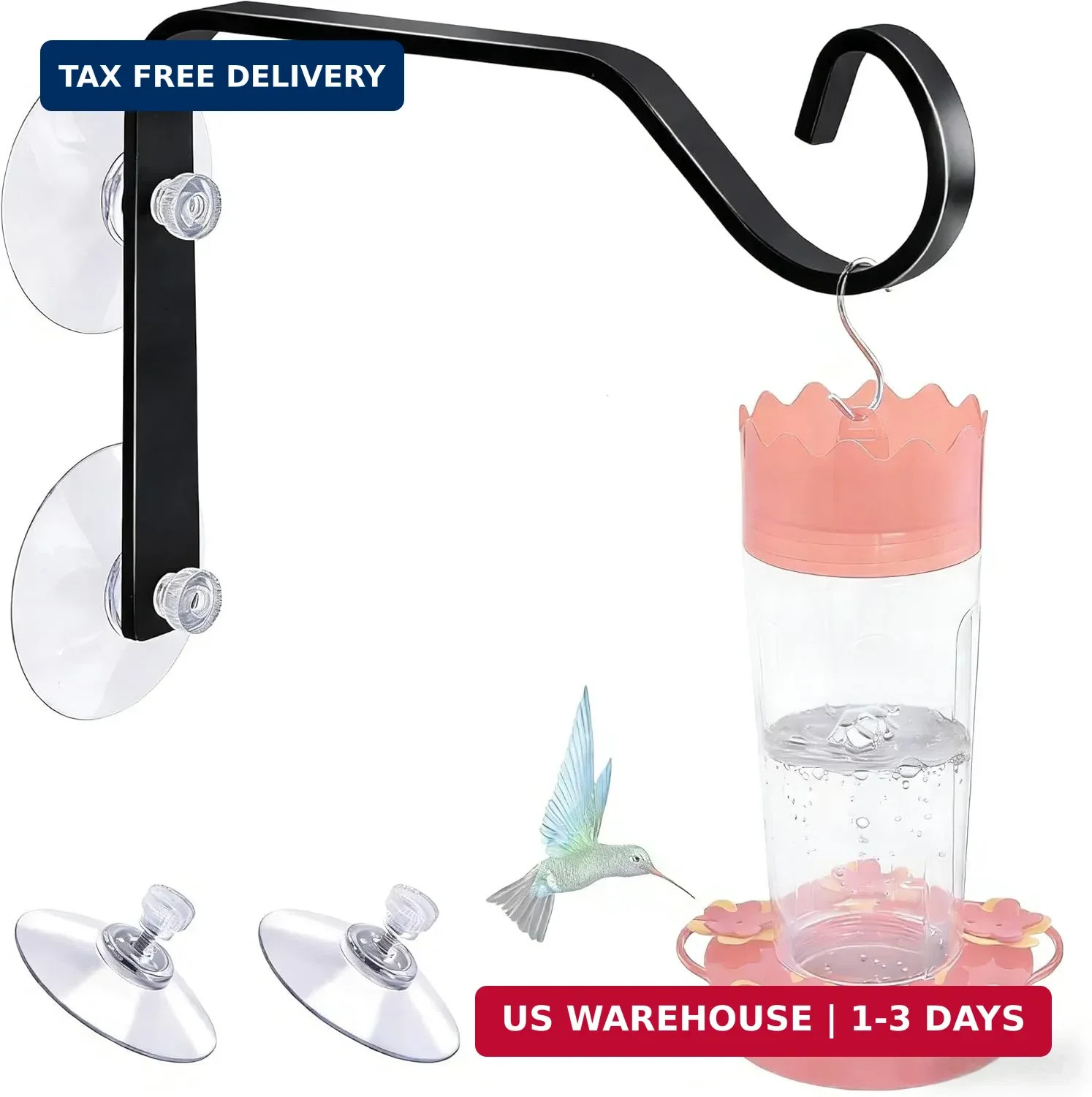 Heavy-Duty Window Suction Cup with Hanger, Window Mounted Wildlife, Hummingbird,