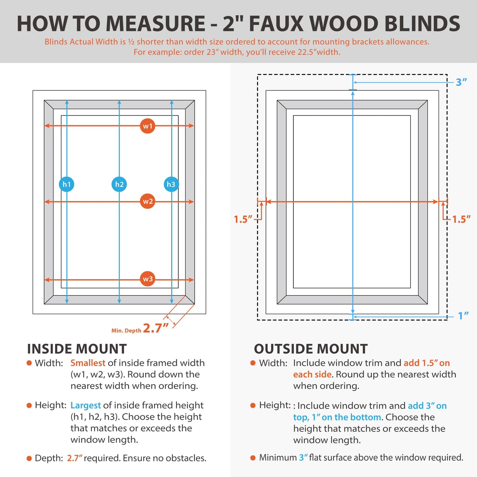 Cordless 2″ Faux Wood Blind, 48″ W x 72″ H, White