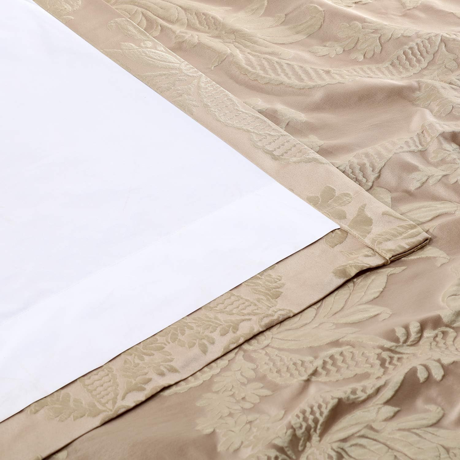 Faux Silk Jacquard Curtain Panel Lined Polyester Drapery 3 in Pole Pocket