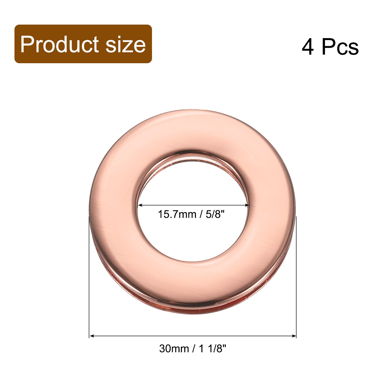 4Pcs Zinc Alloy Curtain Screw Grommets 5/8″ 15.7 Mm Rose Gold