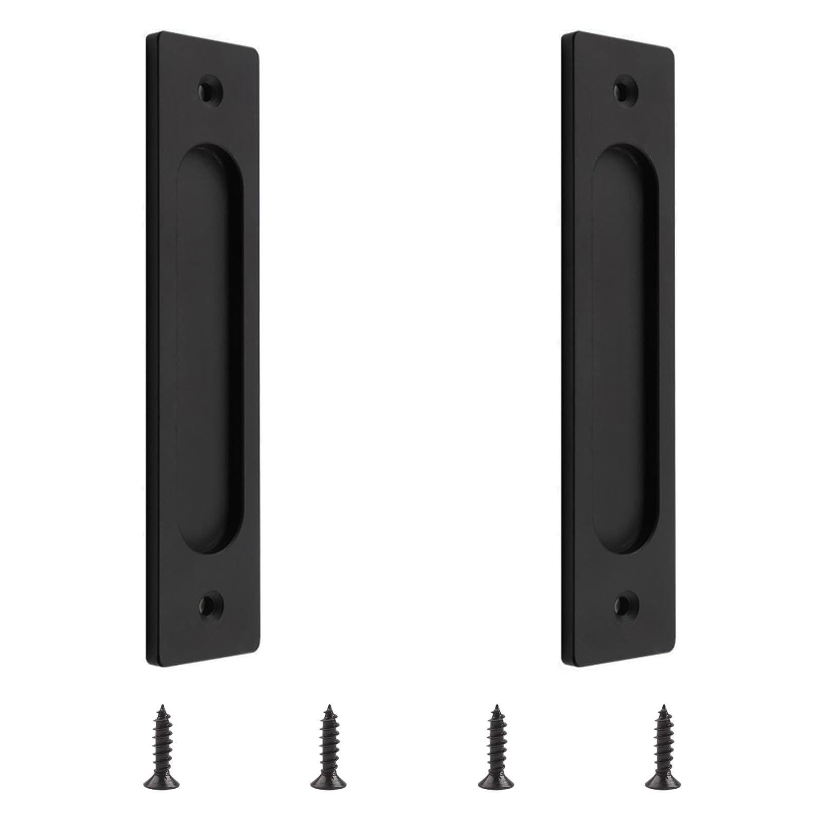 MOROBOR Rectangular Recessed Sliding Door Pulls, 2pcs Matte Black Flush Pull …