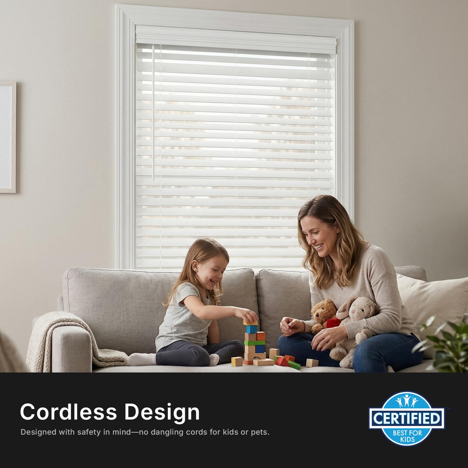 Lumino 2 Cordless Faux Wood Blinds 27W X 64H – White Room Darkening Window