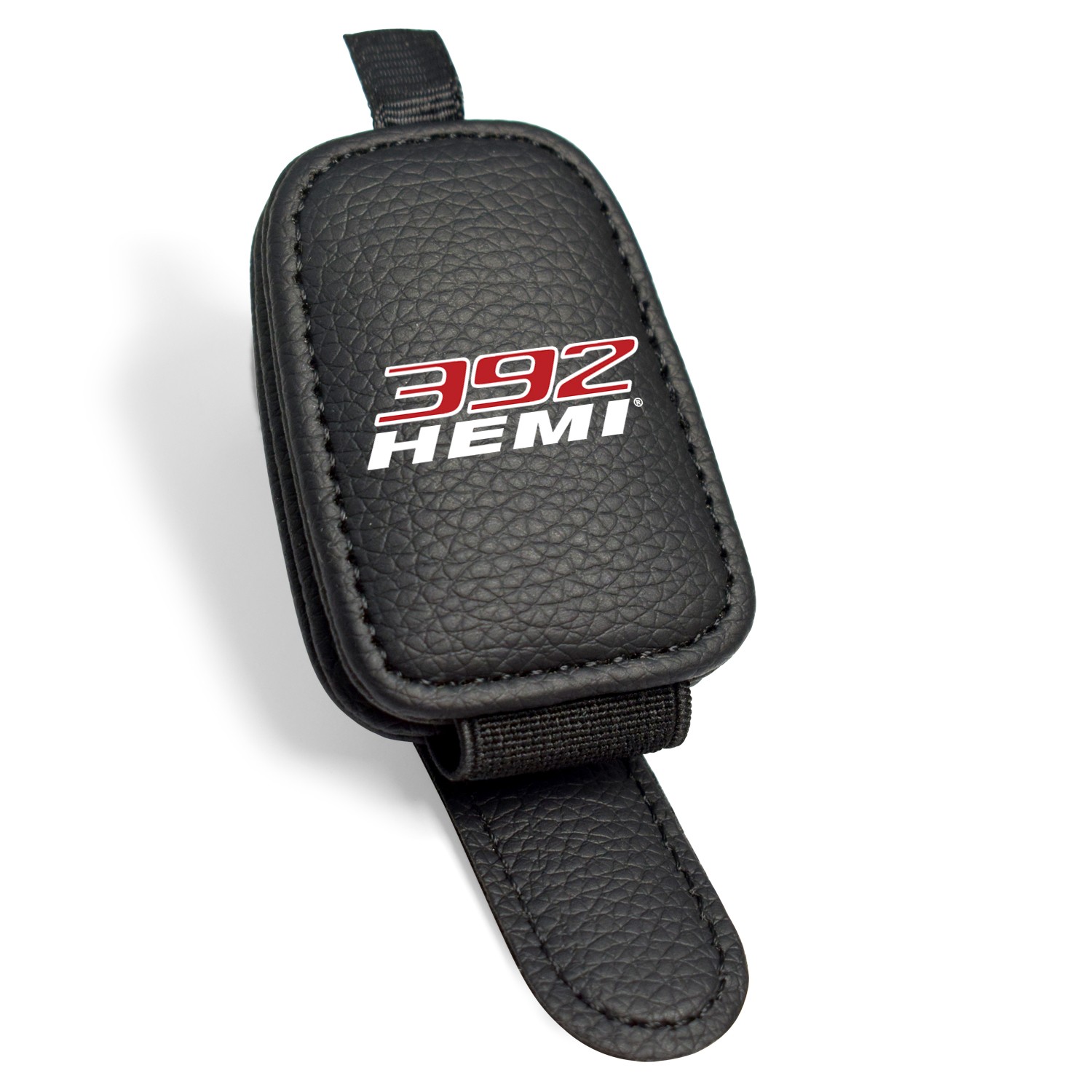 HEMI 392 Rectangle Black Leather Magnetic Sunglass Sun Visor Holder