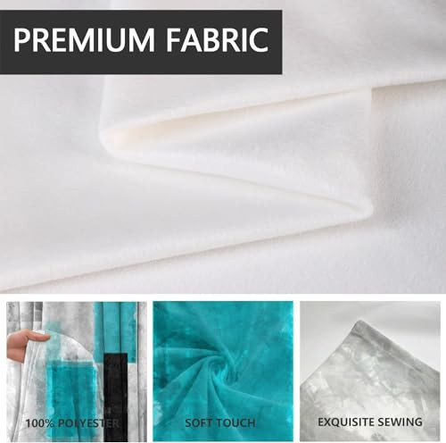 Teal Black and Grey Window Curtains for Kitchen Turquoise Aqua Gray Silver