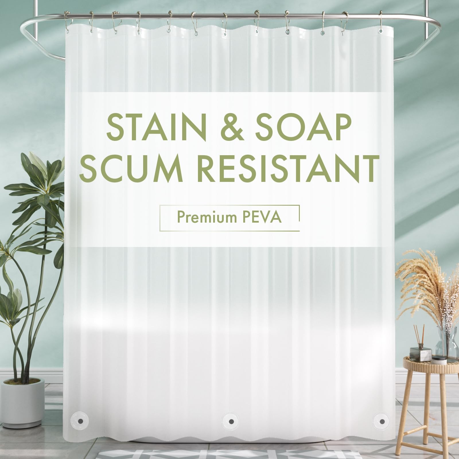 AmazerBath Shower Curtain Liner, 72×72 72″W x 72″L (Pack of 1), Frosted