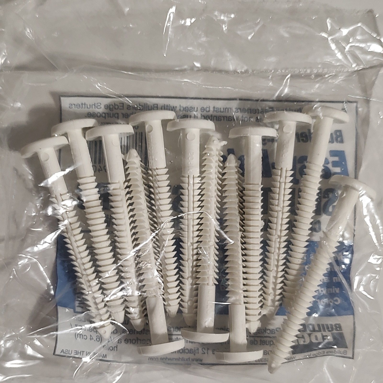 (4-Count) Builders Edge Easy-Lok Shutter Fasteners, White 12-Pack Fade Resistant