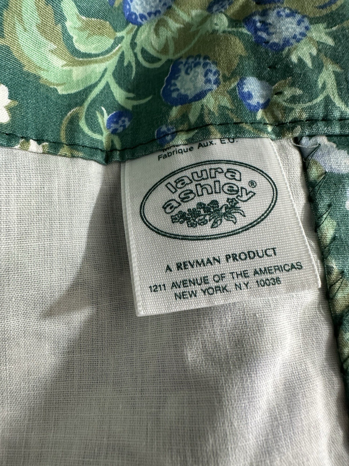 Laura Ashley Brambleberry Green Rod Pocket Lined Drape 41”x85”