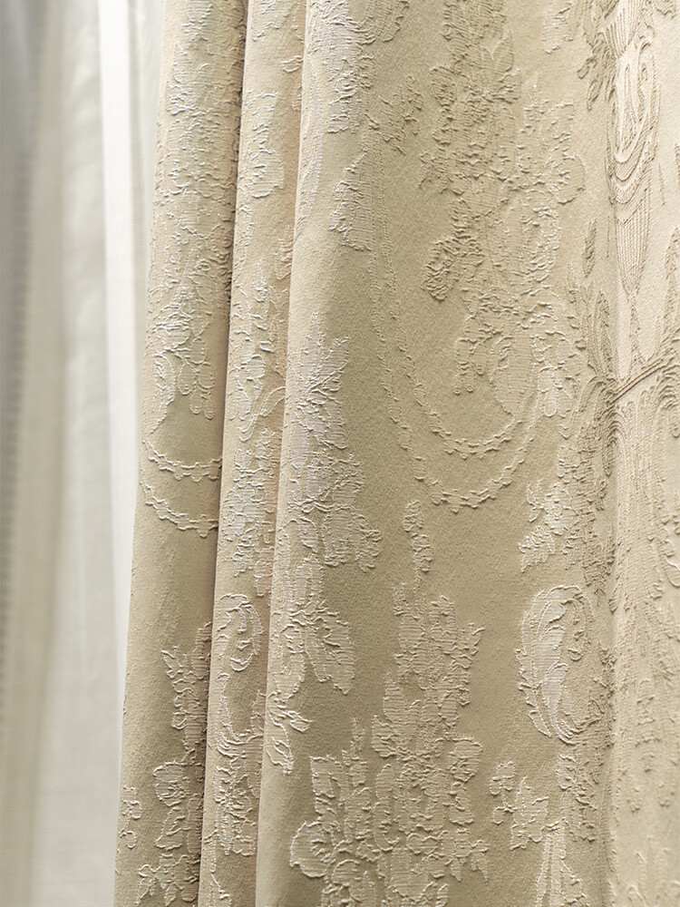 Custom simple princess jacquard beige gold cloth valance blackout curtain C1926