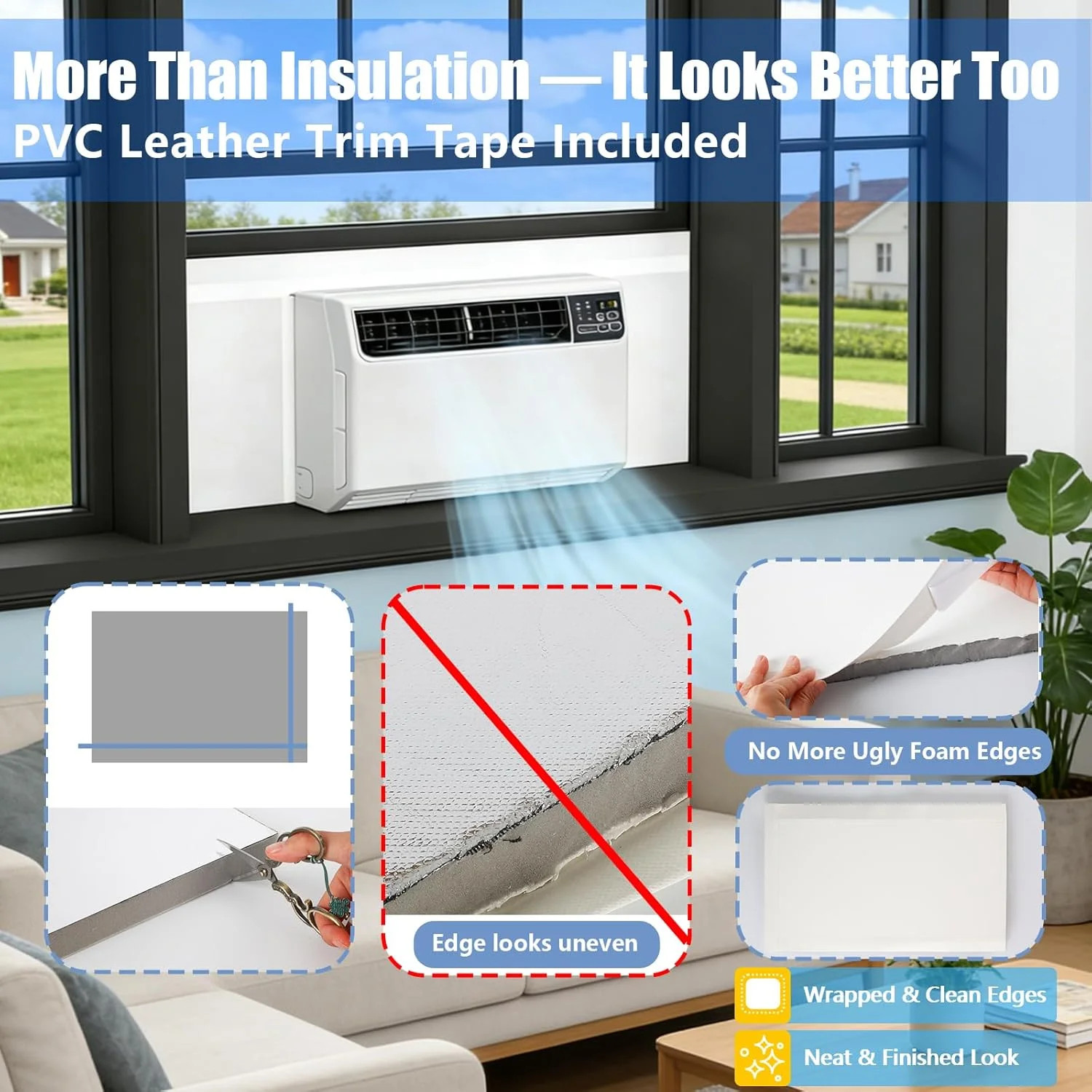 Window AC Side Panels with Aluminum Foil with Top Seal Strip Waterproof Window A