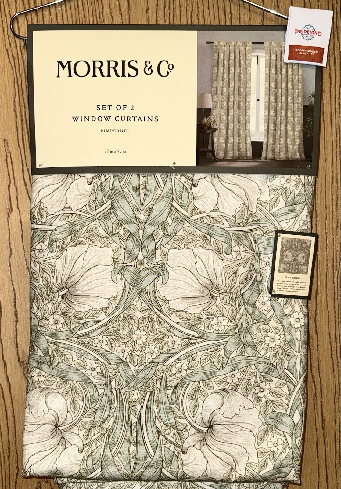 William Morris & Co Pimpernel Curtains Set 2 Panels 37×96 each Floral Green New