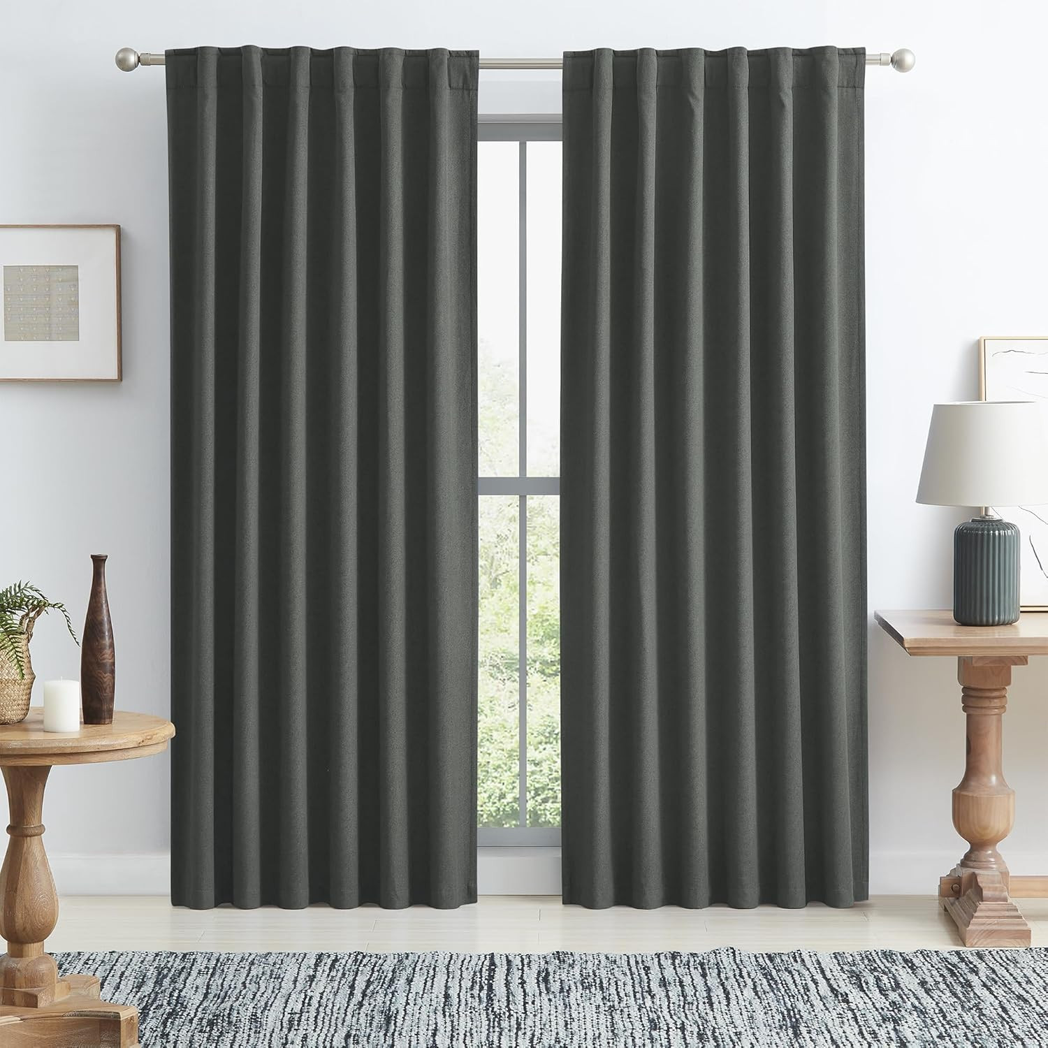 Blackout Curtains – Energy Efficient & Noise Reducing, 84″ Dark Grey, 2 Panels
