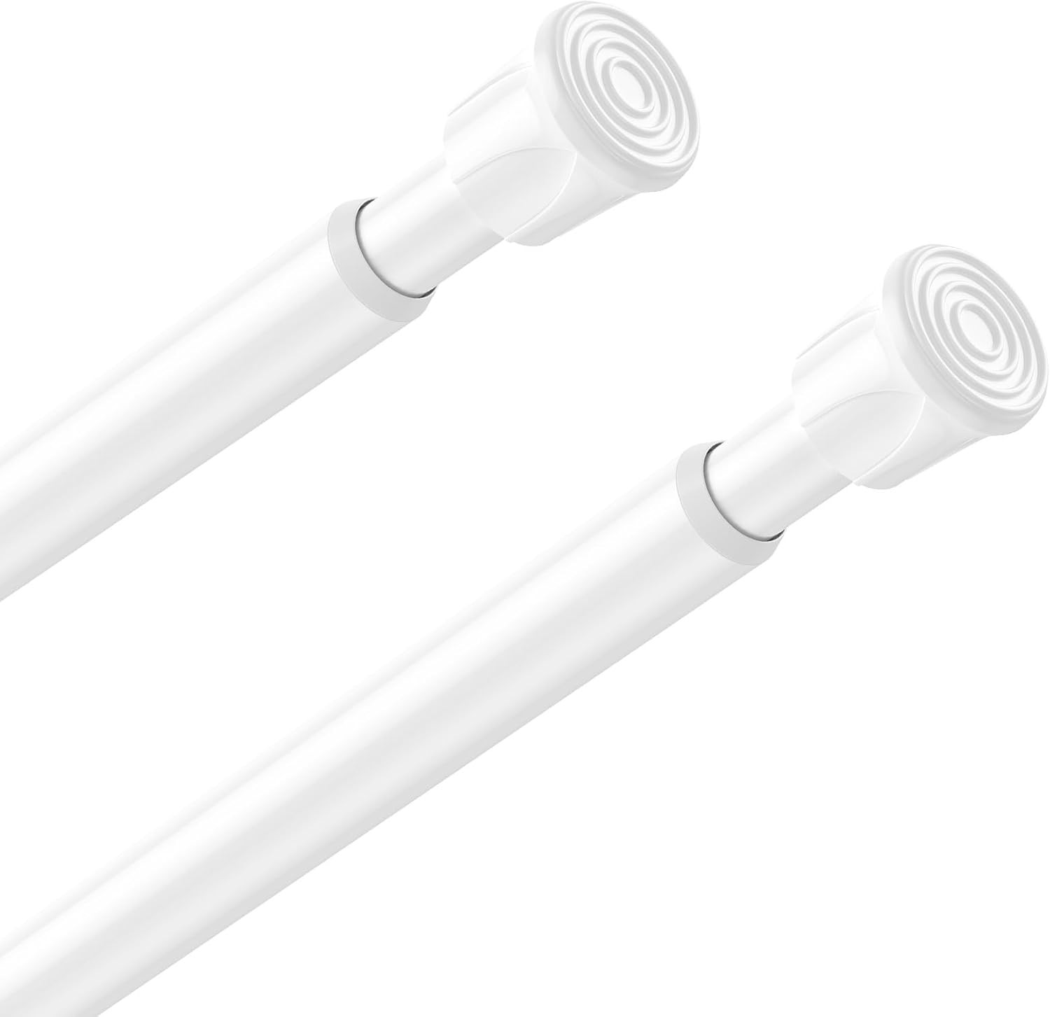 2 Pack White Spring Tension Curtain Rods 28-48 Inches, Spring Loaded Curtain Rod