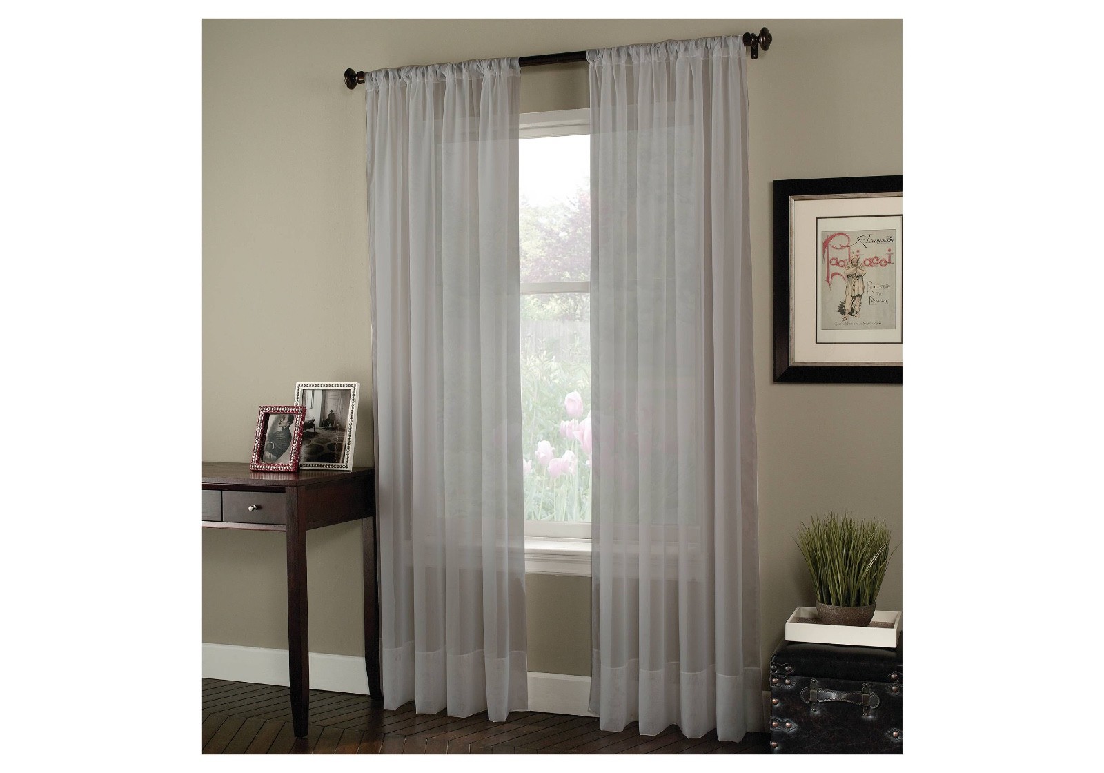 Elegant Solid Sheer Panel Window Curtain – All sizes – All colors – 2 Panels