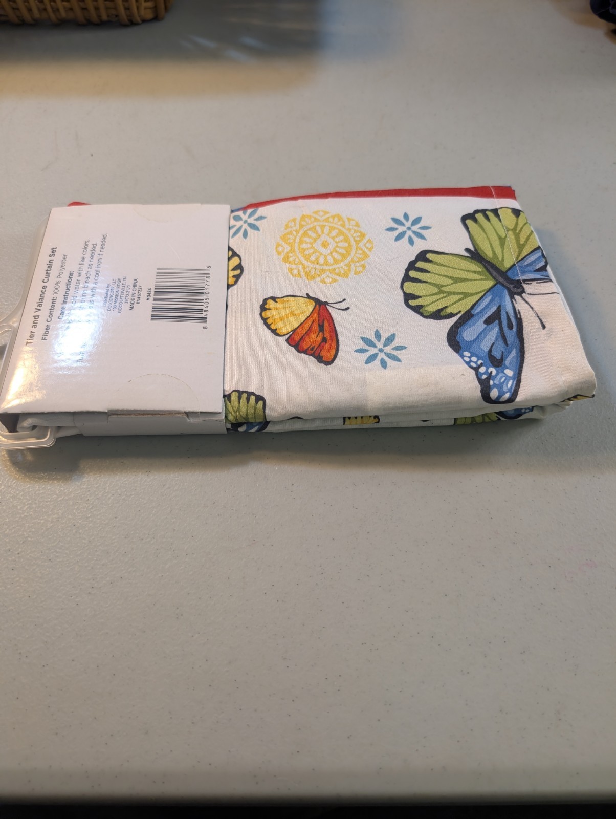 Trueliving 3 Piece Tier & Valance Curtain Set Rod Pocket Butterfly Flowers