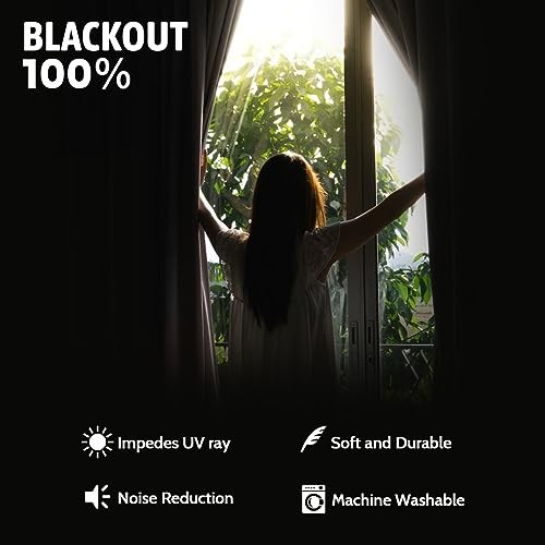 100% Blackout Curtains & Drapes 52″W x 84″L (Pack of 2) Green to Greyish White