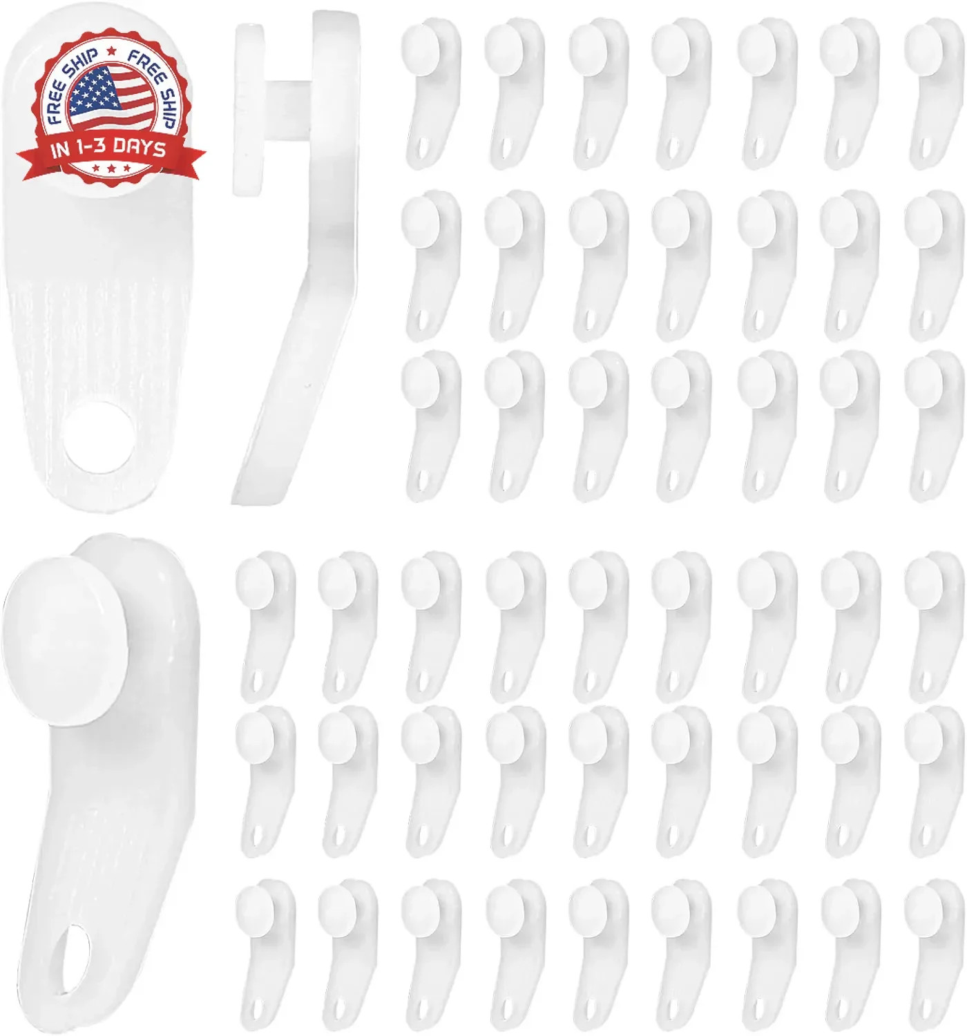 50 Pcs Plastic Curtain Hooks Curtain Roller Curtain Track Gliders White Traverse