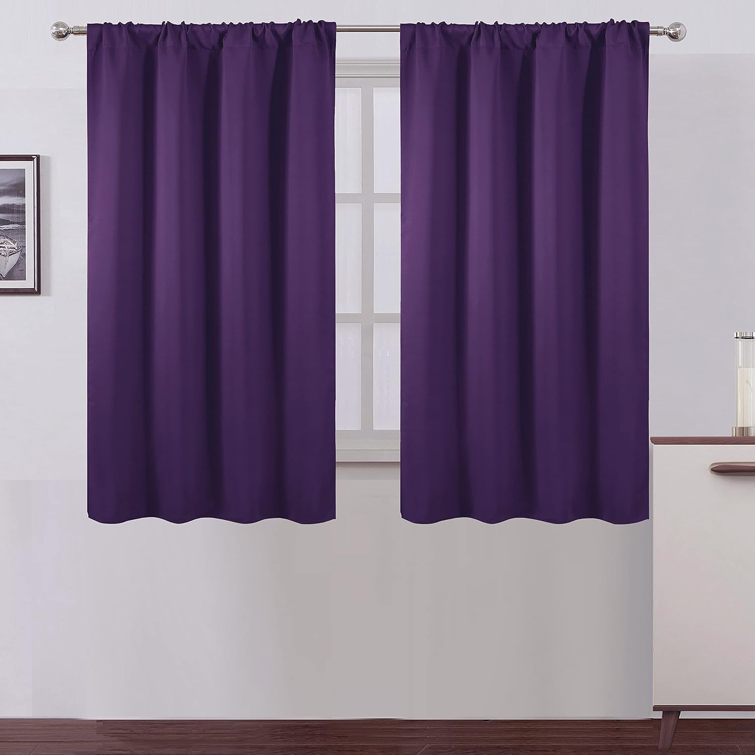 Purple Blackout Curtains/42 X 63 Inch/Set of 2 Panels Room Darkening Curtains fo
