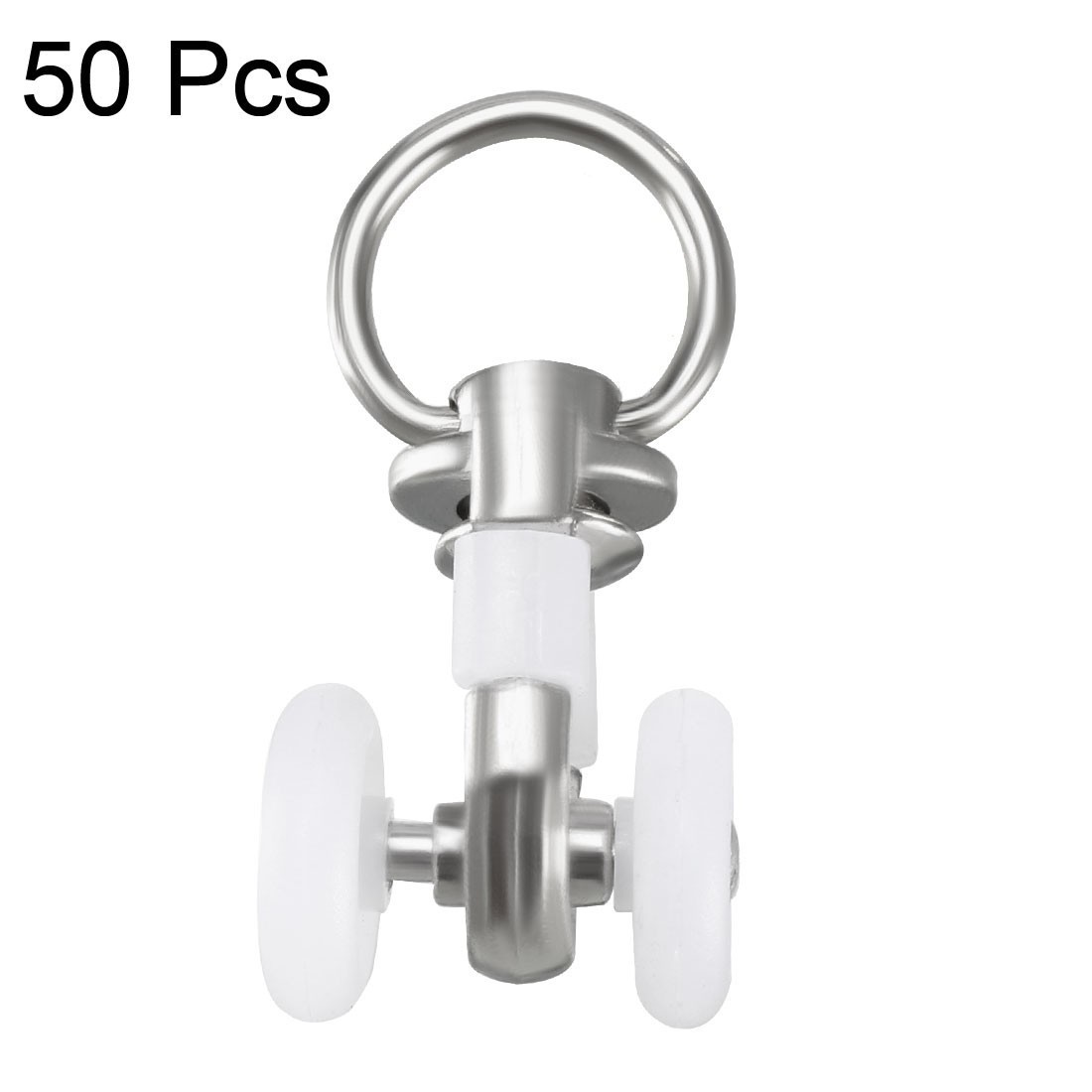 BottomShin Curtain Track Rollers Twin Wheel Carriers 50 Pcs .55in Silent Drapery