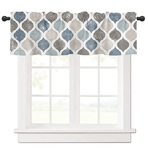 54″ X 18″ Curtain Valance for Windows, Moroccan Pattern Moroccan Style – Blue