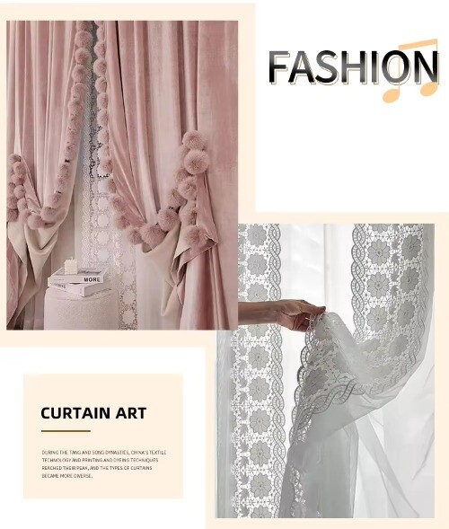 New French Luxury Velvet Curtains Room Princess High-end Villa Style Textured