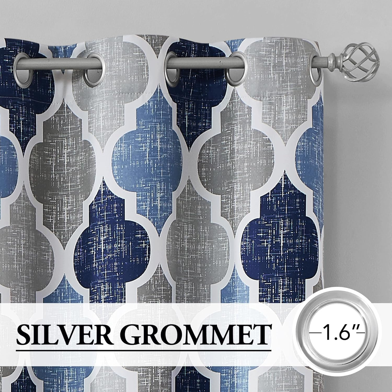 100% Blackout Curtains 84 Inches Long 2 Panels for Bedroom Living Room Blue Grey