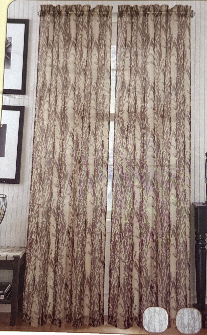 Silhouette Print Curtains Drapes Set of 3 Panels Bed Bath Beyond 40×63 Inches