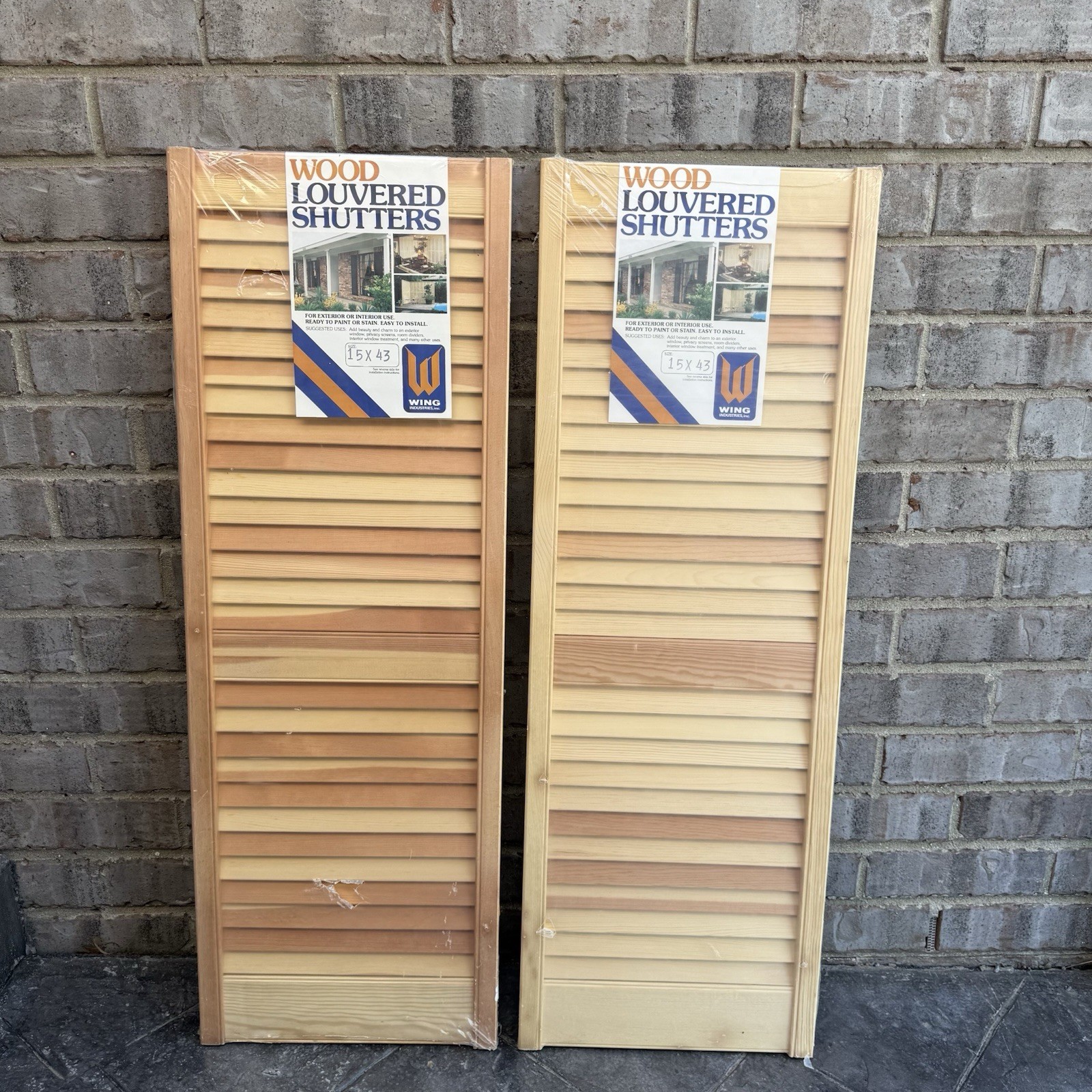 Pinecroft SHL43 Exterior Louvered Shutters 15 x 43 in. – Set of 2