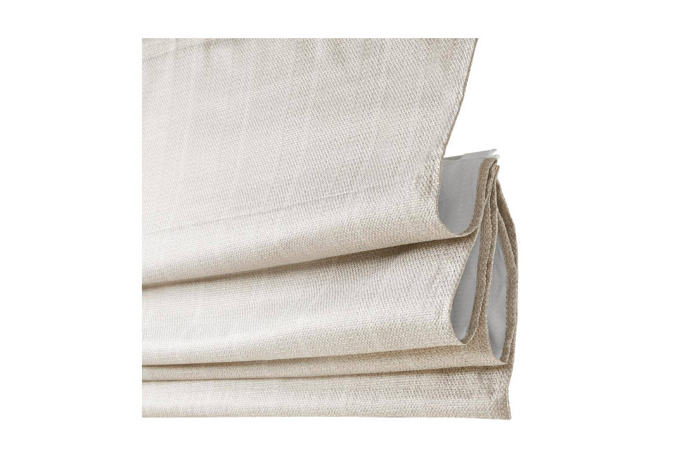 Madison Park Ivory Cordless Basketweave 35 in. W x 64 in. L Roman Shade