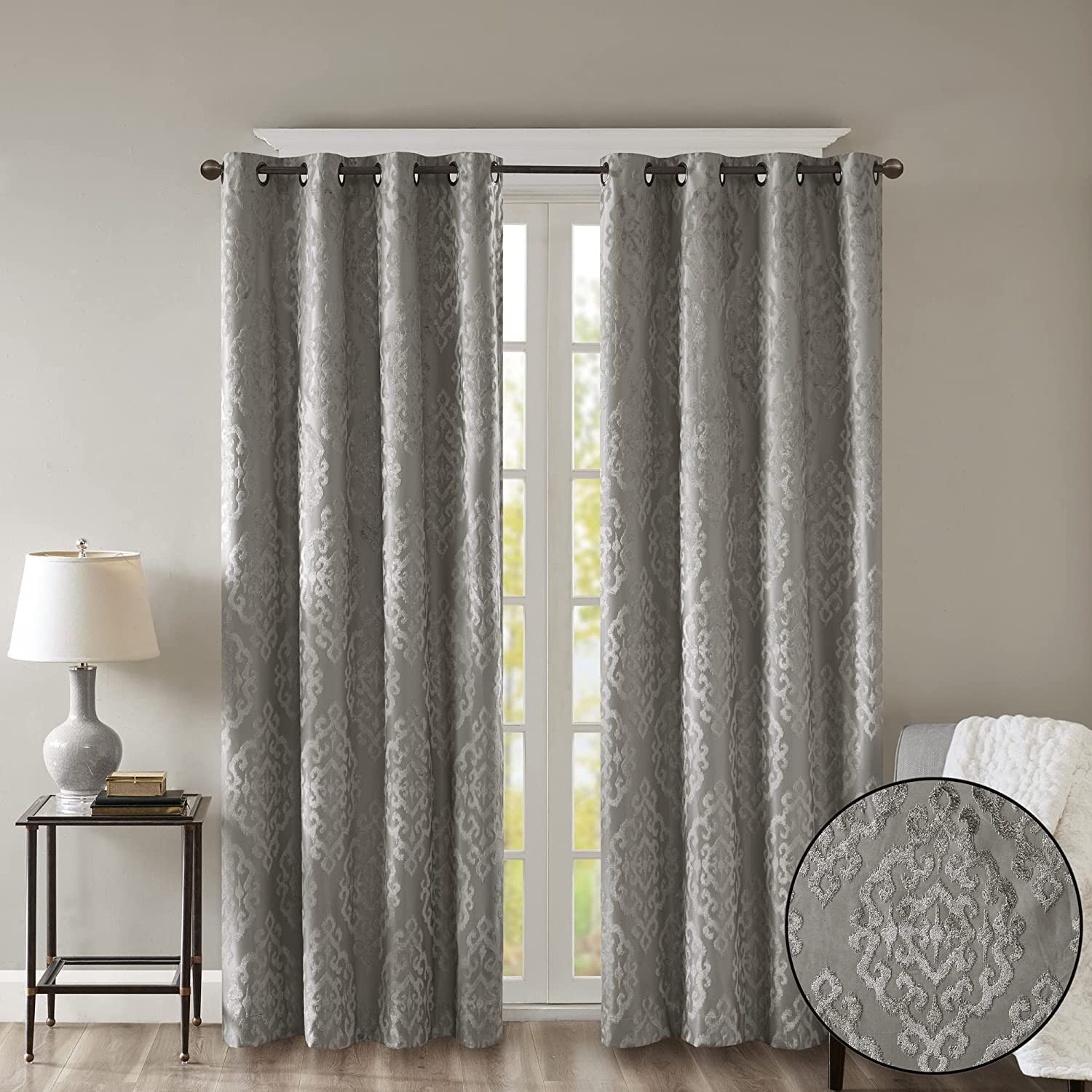 Mirage 100% Total Blackout Curtain, Knitted Jacquard Damask, Room Ver…