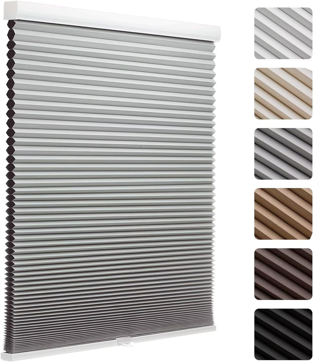 1.5-Inch Grey Cellular Cordless Blackout Shades – 31.5″ W X 72″ H