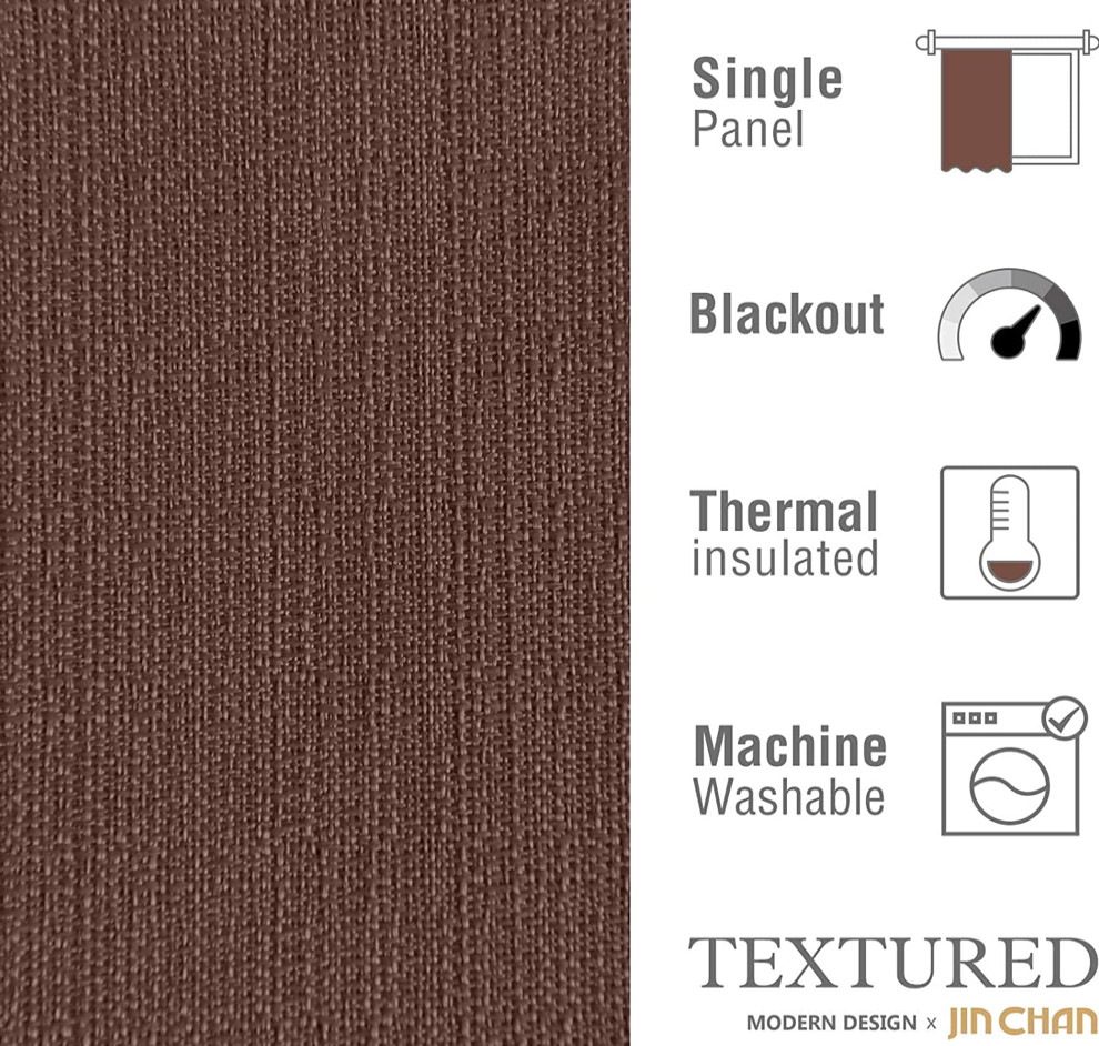 JINCHAN Blackout Curtain for Bedroom 84 Inches Length Brown Black-Out 1 Panel