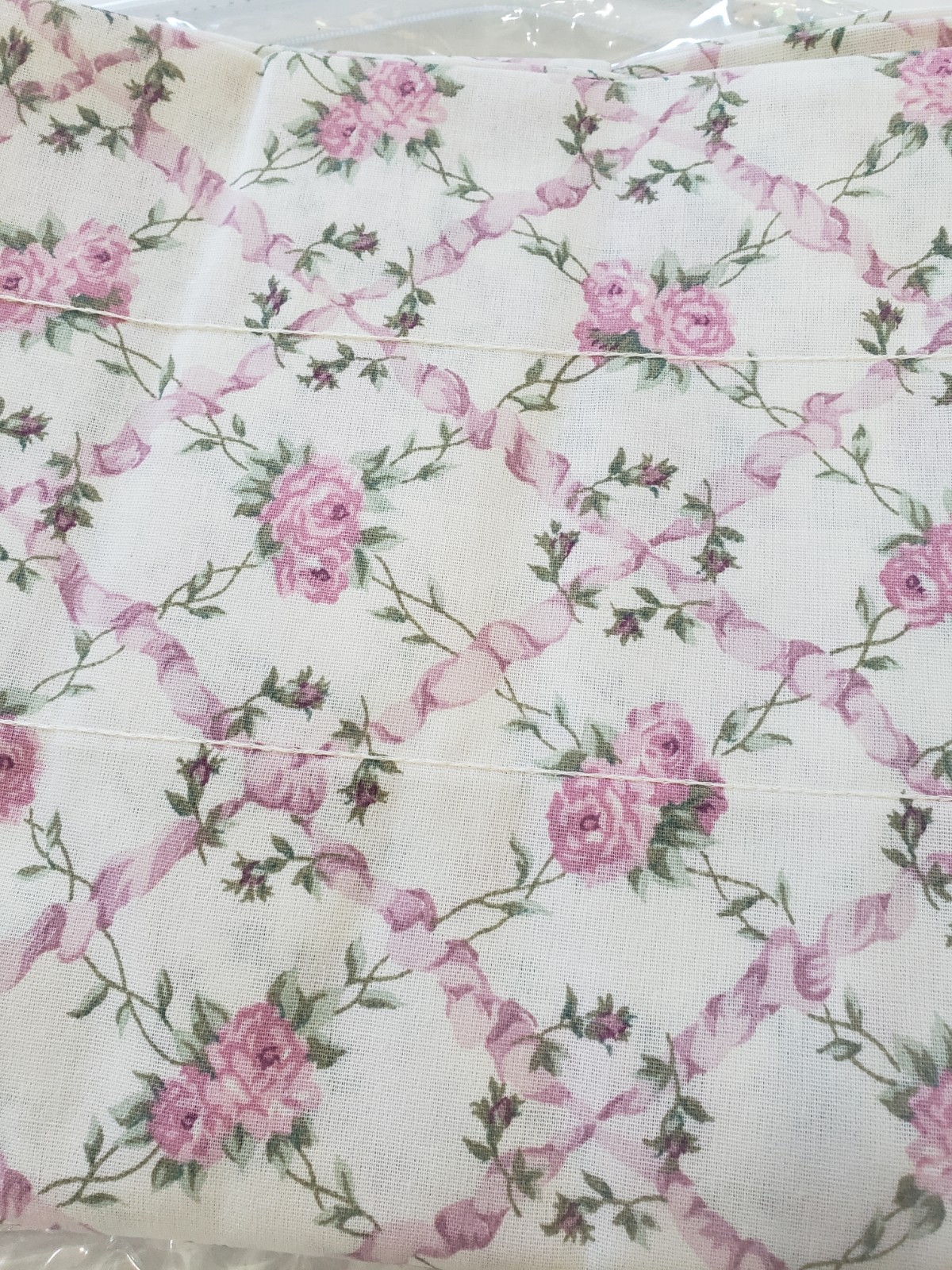 Vintage Floral Garden Balloon Valance Cream & Pink 84×15 New USA Made Cottage