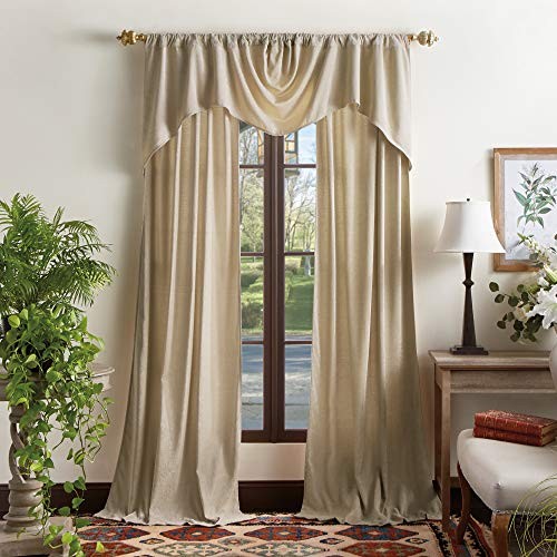 Naples Chenille Solid Back Tab Window Curtain 37″W x 95″L (Pack of 2) Natural