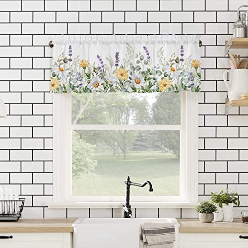 Kitchen Curtain Valance, Lavender Daisy 54″W x 18″L (Pack of 1) Flowersyku1622