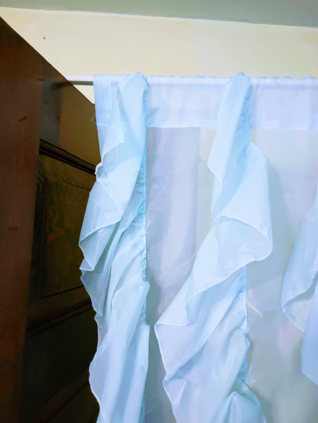 5 Sheer Sky Blue Vertical Ruffled Curtain Panels ea 50″W x 66″L Total 250″ x 66″